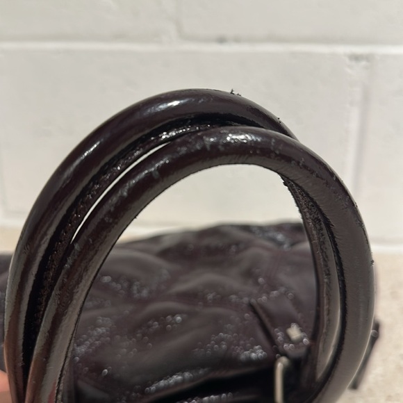 Talbots Vintage Shiny Quilted Leather Shoulder Bag Satchel Purse Dark Burgundy - Picture 13 of 16